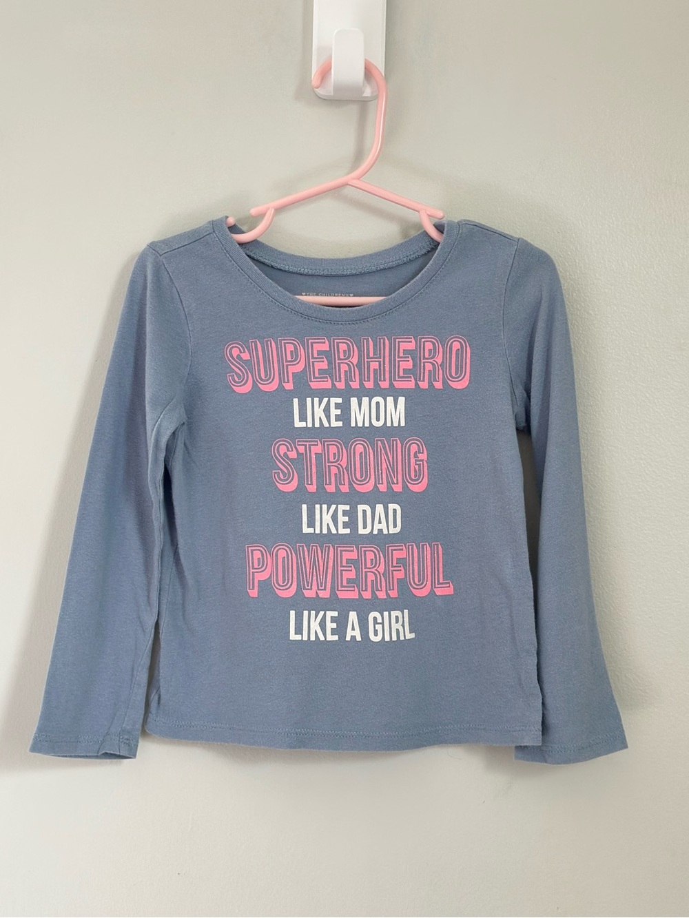 The Children’s Place Girls 3T Superhero Long Sleeve Graphic Tee Blue